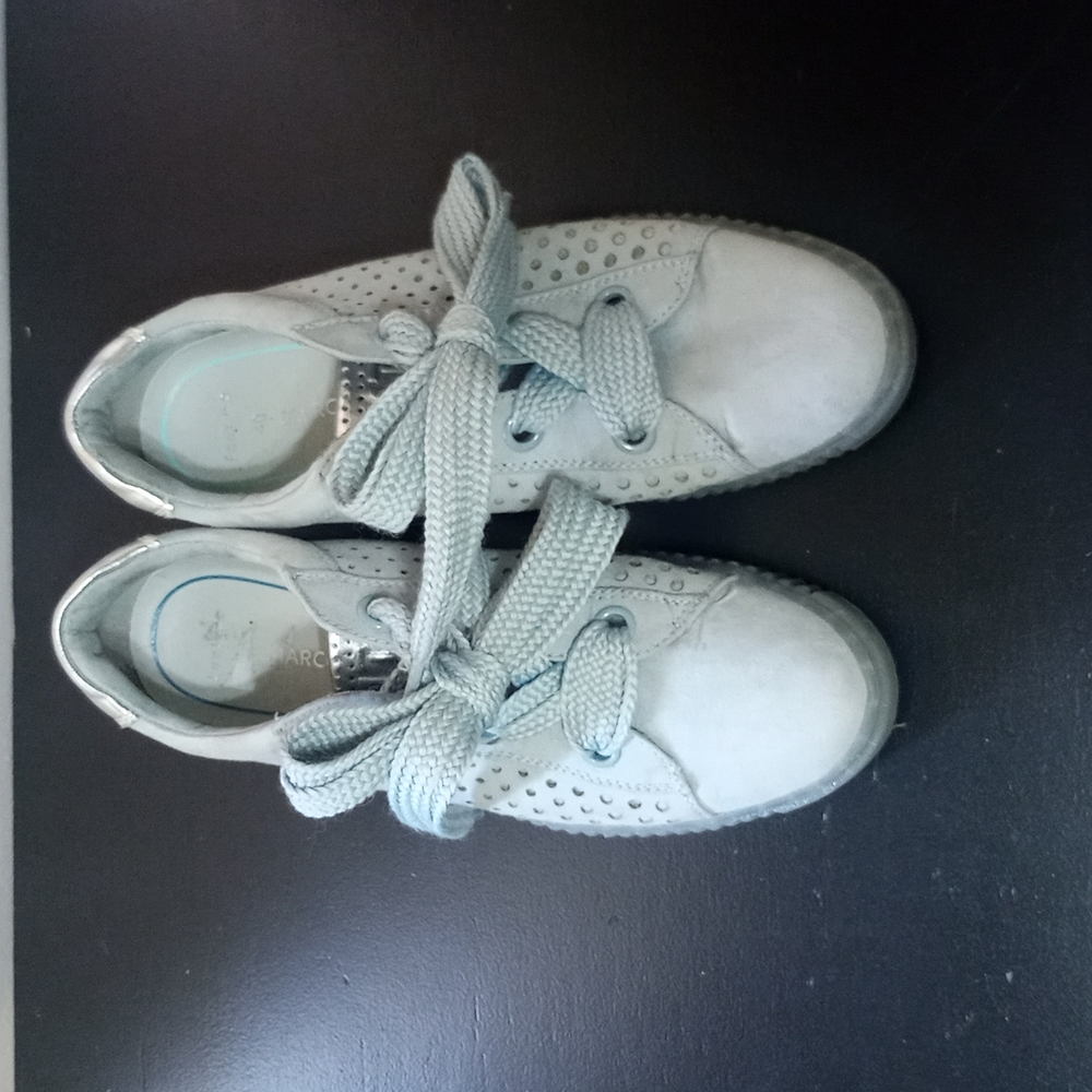 Marco Tozzi, unique slate blue suede and silver leather sneakers size 40/8.5-9